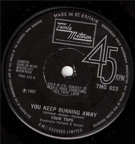 Four Tops : You Keep Running Away (7", Single, Sol)