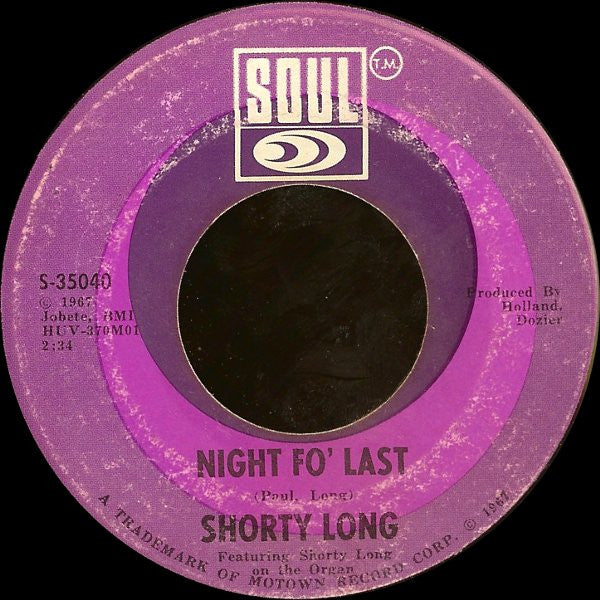 Shorty Long (2) : Night Fo' Last (7", Single, ARP)