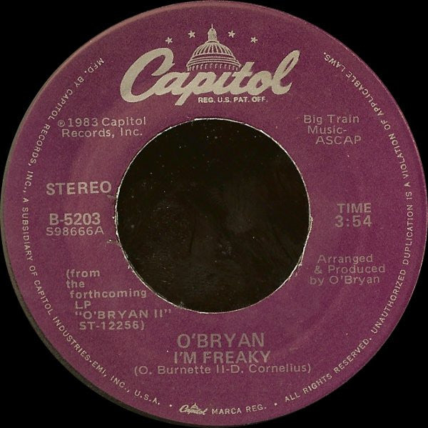 O'Bryan : I'm Freaky (7", Jac)