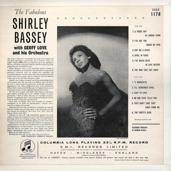 Shirley Bassey : The Fabulous Shirley Bassey (LP, Album, Mono)