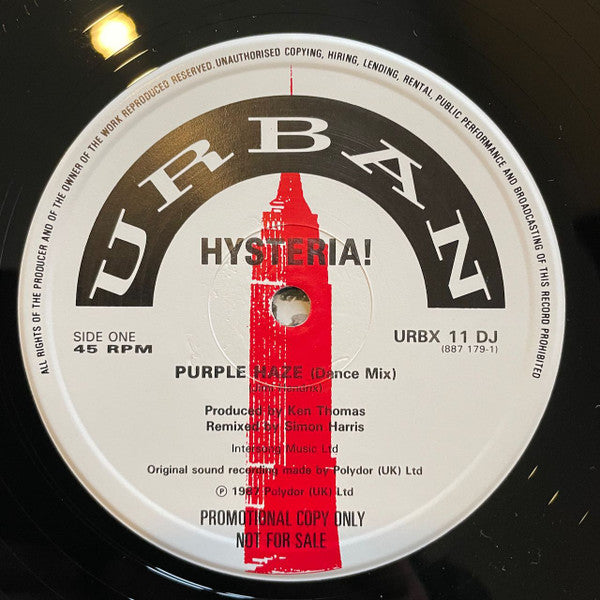 Hysteria! : Purple Haze (Dance Mix) (12", Promo)