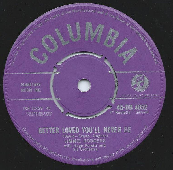 Jimmie Rodgers (2) : Kisses Sweeter Than Wine (7", Single)