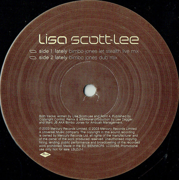 Lisa Scott-Lee : Lately (2x12", Single, Promo)