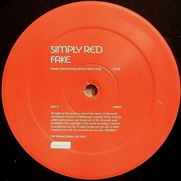 Simply Red : Fake (Phunk Investigation Mixes) (12", Promo)