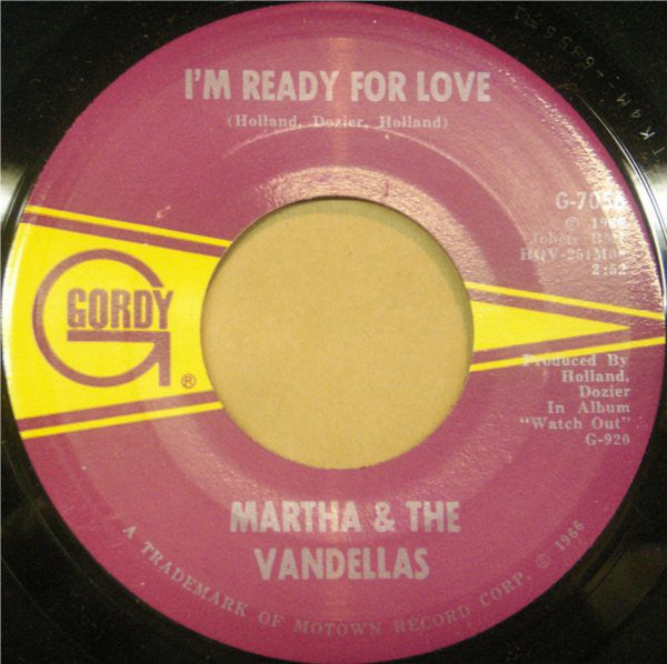 Martha Reeves & The Vandellas : I'm Ready For Love / He Doesn't Love Her Anymore (7", RP, Ame)