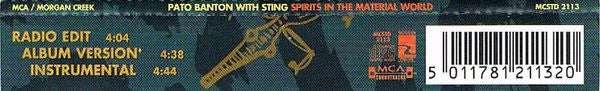 Pato Banton With Sting : Spirits In The Material World (CD, Single)