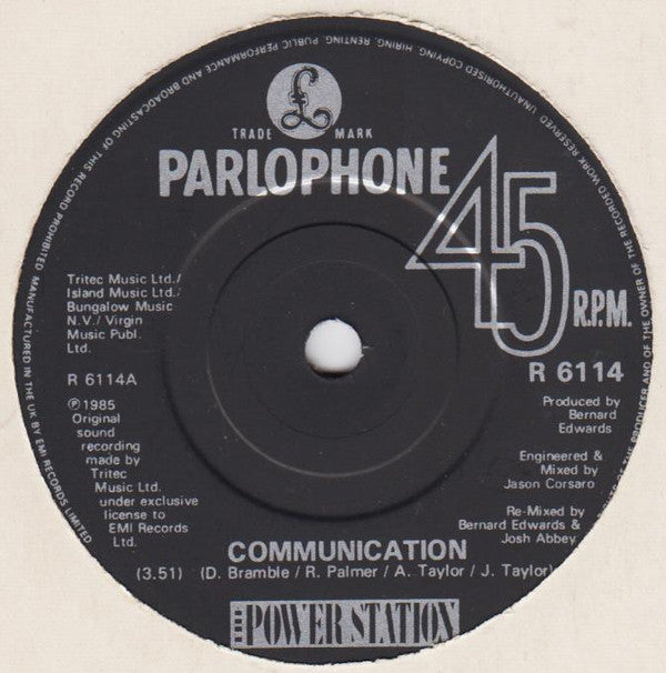 The Power Station : Communication (7", Single)