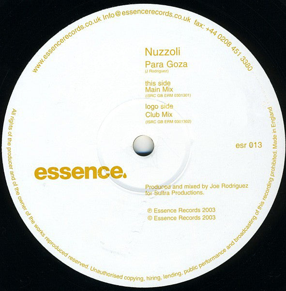 Nuzzoli : Para Goza (12")
