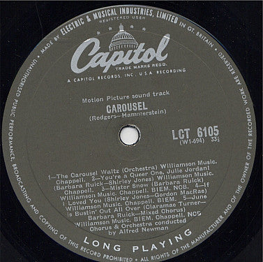 Rodgers & Hammerstein : Carousel (The Sound Track Of The Motion Picture) (LP, Album, Mono)