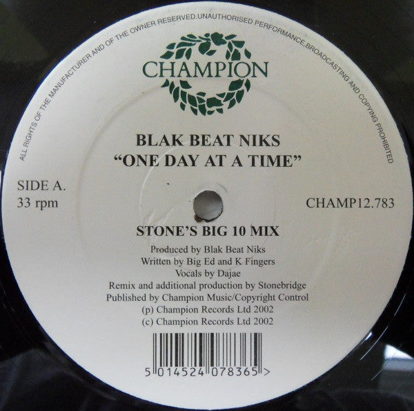 Blak Beat Niks : One Day At A Time (12")