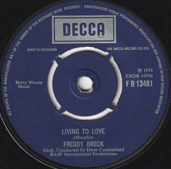 Freddy Breck : So In Love With You / Living To Love (7", Single)