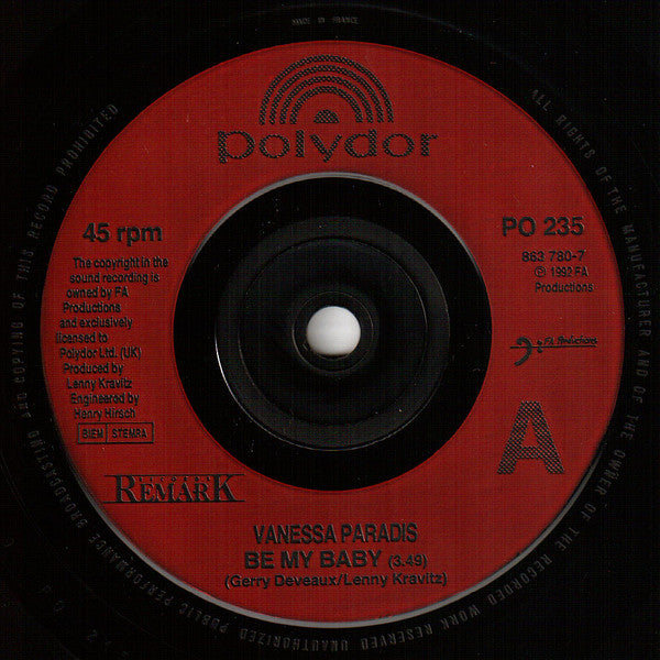 Vanessa Paradis : Be My Baby (7", Single)