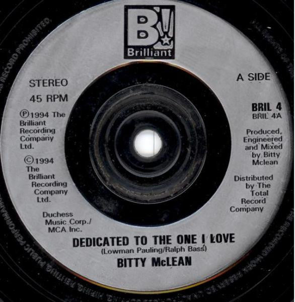 Bitty Mclean : Dedicated To The One I Love (7", Single)