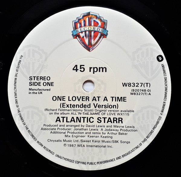 Atlantic Starr : One Lover At A Time (12")