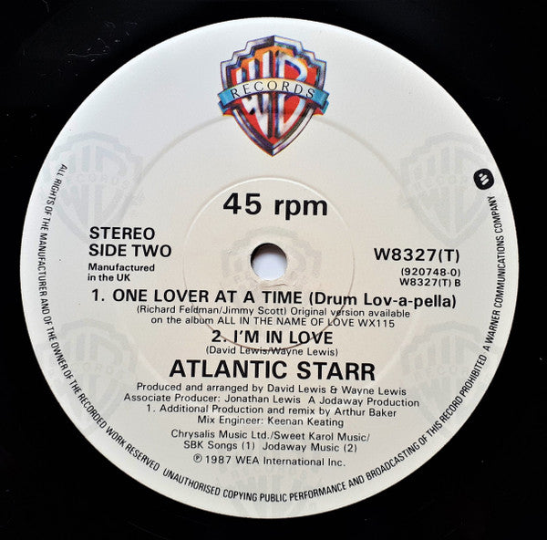 Atlantic Starr : One Lover At A Time (12")