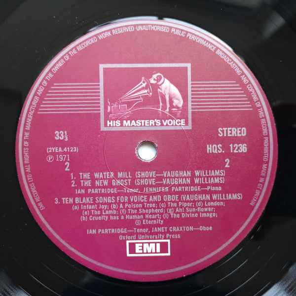 Ralph Vaughan Williams - Ian Partridge, The Music Group Of London, Janet Craxton, Jennifer Partridge : On Wenlock Edge (LP)
