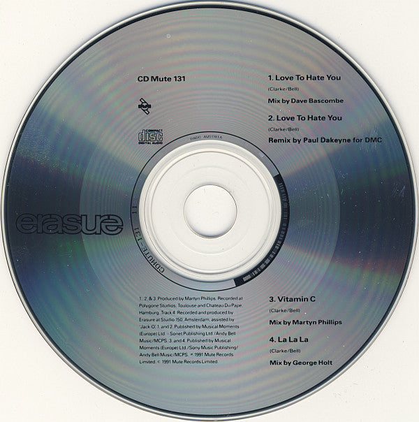 Erasure : Love To Hate You (CD, Single)