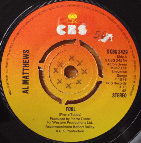 Al Matthews : Fool (7", Single, Kno)
