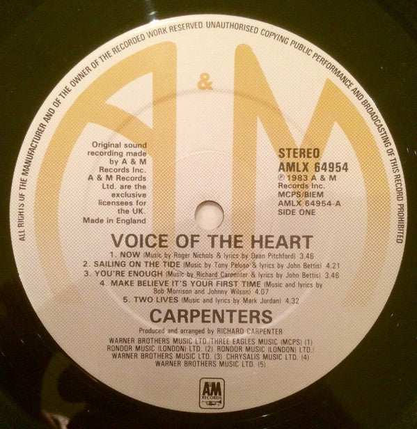 Carpenters : Voice Of The Heart (LP, Album)