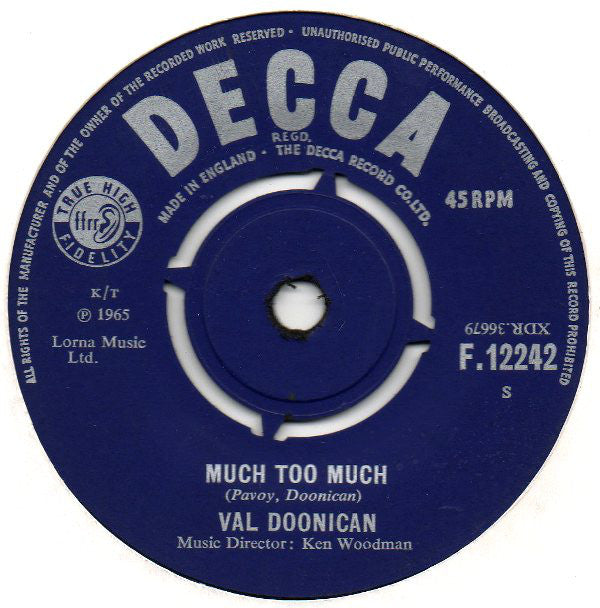 Val Doonican : A Million Miles From Nowhere (7", Single)