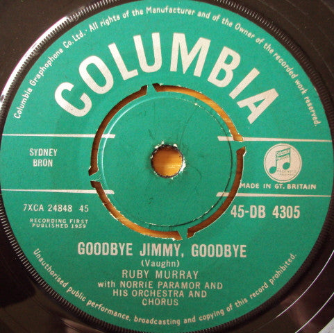 Ruby Murray With Norrie Paramor And His Orchestra : Goodbye Jimmy, Goodbye / The Humour Is On Me Now (7")