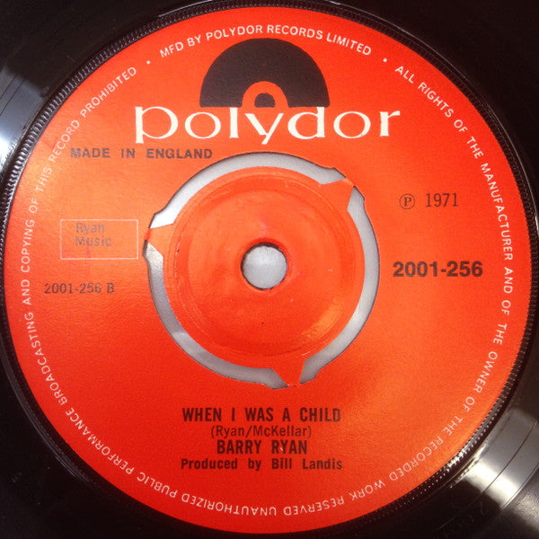 Barry Ryan : Can't Let You Go (7", 3 P)
