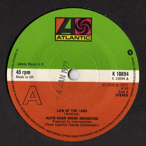 Alfie Khan Sound Orchestra : Law Of The Land (7")