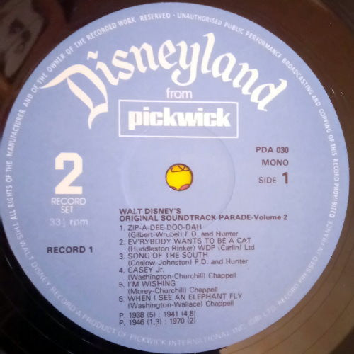 Various : Walt Disney's Original Soundtrack Parade - Volume 2 (2xLP, Comp)