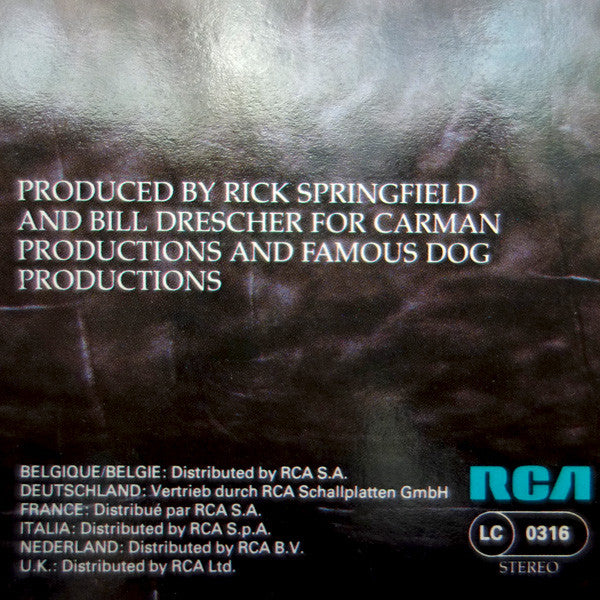 Rick Springfield : Living In Oz (LP, Album)