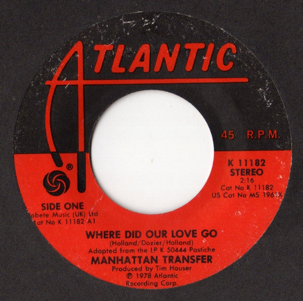 The Manhattan Transfer : Where Did Our Love Go (7", Single)