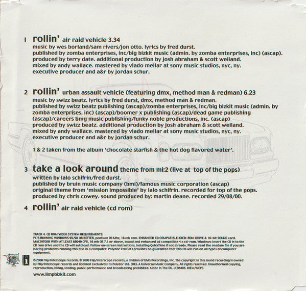 Limp Bizkit : Rollin' (CD, Single, Enh)
