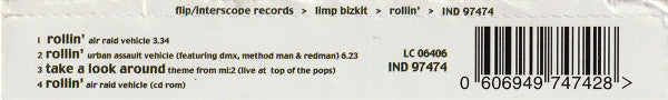 Limp Bizkit : Rollin' (CD, Single, Enh)