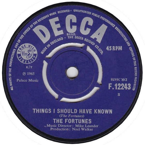 The Fortunes : Here It Comes Again (7", Single)