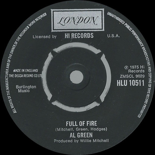 Al Green : Full Of Fire / Could I Be The One (7", Single)