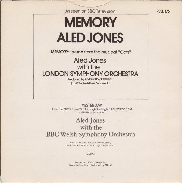 Aled Jones : Memory (7", Single)