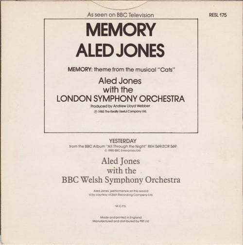 Aled Jones : Memory (7", Single)