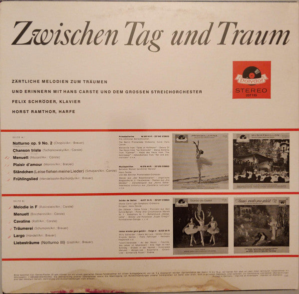 Hans Carste Und Sein Orchester : Zwischen Tag Und Traum (LP)