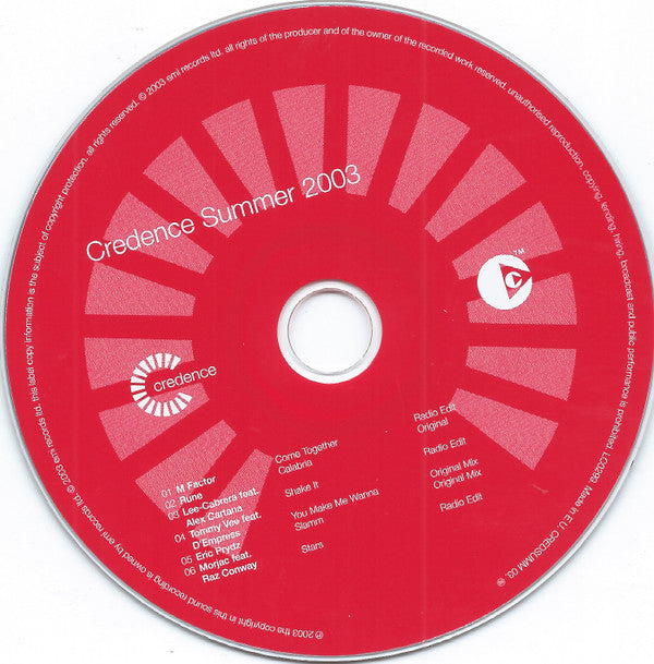 Various : Credence Summer 2003 (CD, Comp, Copy Prot., Mixed, Promo, Smplr)