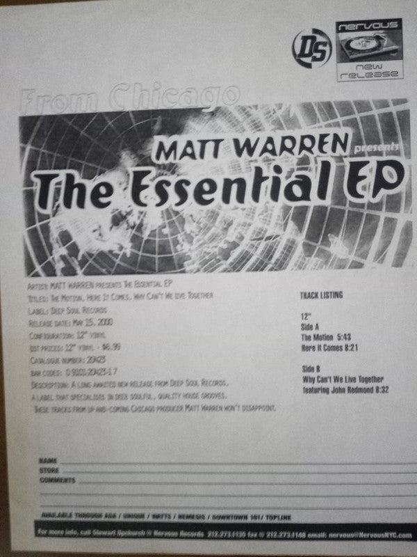 Matt Warren : The Essential EP (12", EP)