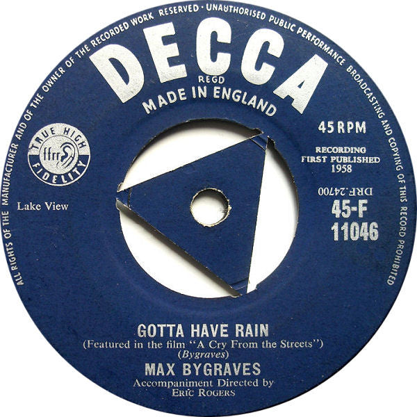 Max Bygraves : Gotta Have Rain (7", Single)