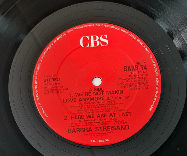 Barbra Streisand : We're Not Makin' Love Anymore (12", Single)