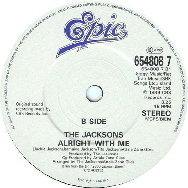 The Jacksons : Nothin (That Compares 2 U) (7", Single)