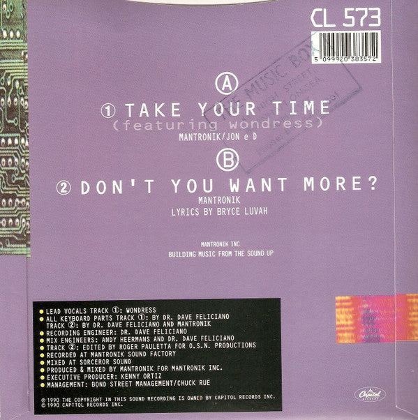 Mantronix Featuring Wondress* : Take Your Time (7", Single)