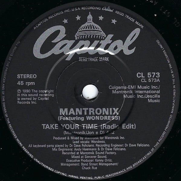 Mantronix Featuring Wondress* : Take Your Time (7", Single)