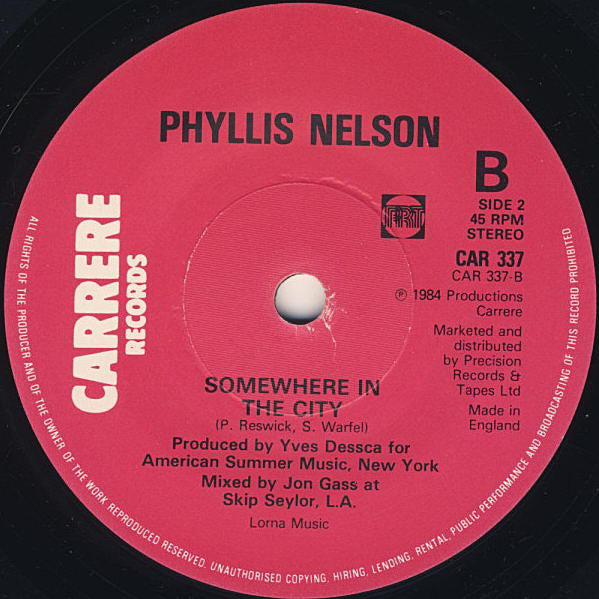 Phyllis Nelson : Move Closer (7", Single)