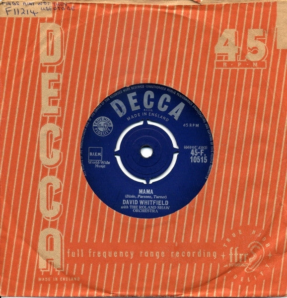 David Whitfield : Ev'rywhere / Mama (7", Single)