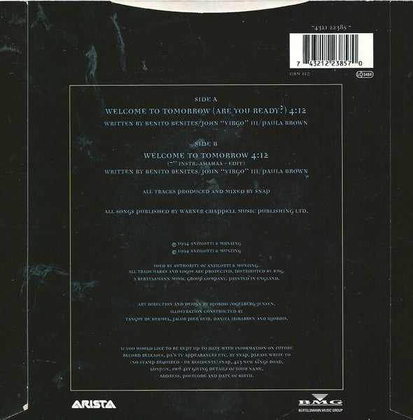 Snap! feat. Summer : Welcome To Tomorrow (7", Single)