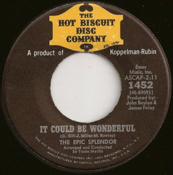 The Epic Splendor : It Could Be Wonderful / She's High On Life (7", Scr)