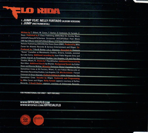 Flo Rida Feat. Nelly Furtado : Jump (CD, Single, Promo)