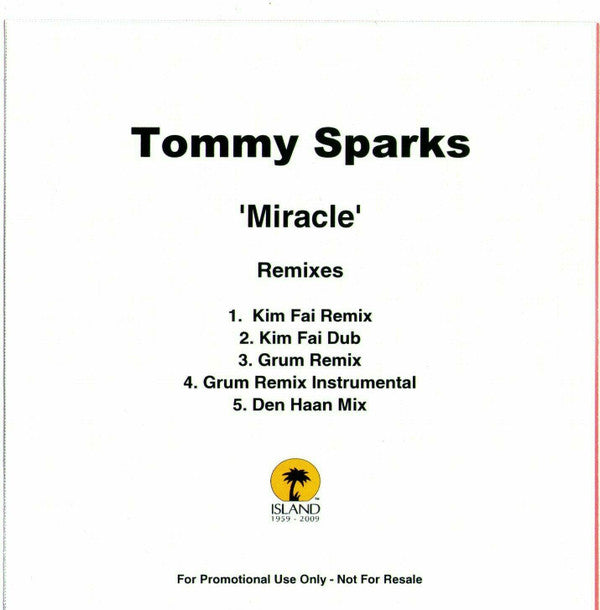 Tommy Sparks : Miracle (Remixes) (CDr, Promo)